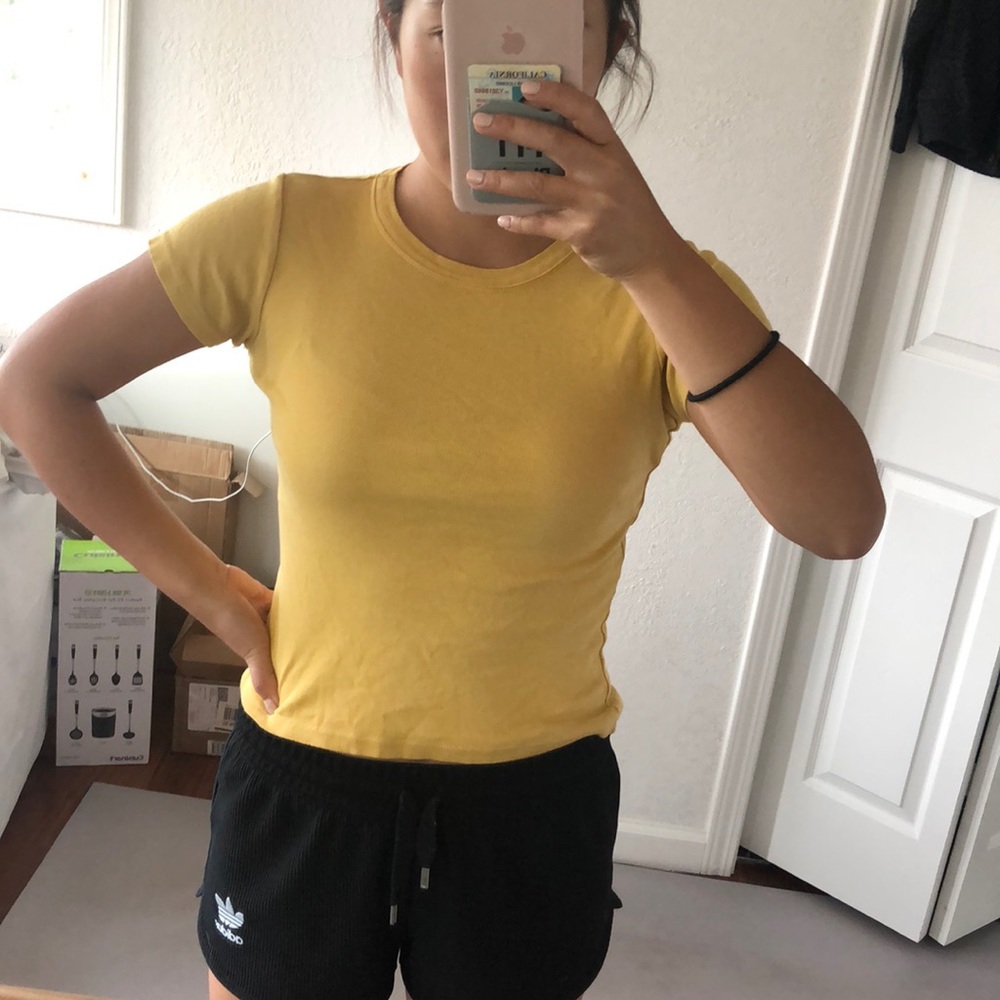 Yellow tight crop top